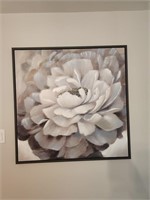 Large black & and white Canvas Flower picture