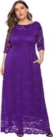 Size :4XL- FEOYA Women Maxi Dress
