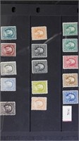 US Stamps 1916 Perf 10 Washington-Franklin group,