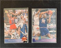 Two Shaquille O'Neal Basketball Cards