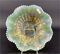 N's Peacock ruffled bowl w/ribbed back - aqua opal