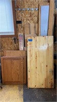 Pile of lumber : cupboard doors, oak boards ,