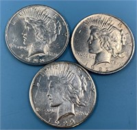 3 Peace dollars: 1922 S, 1922 x2       (33)