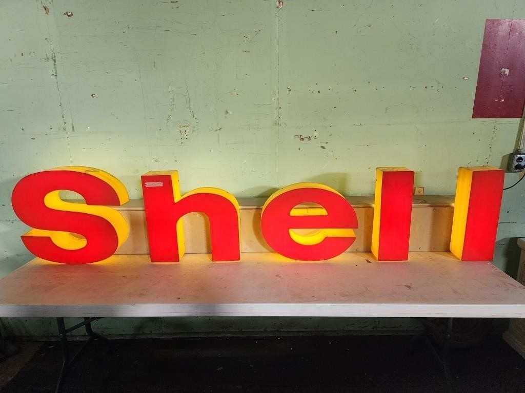 Large Shell Service Station Neon Light-Up Sign