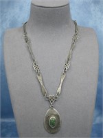 Sterling Silver Tested W/Turquoise Necklace