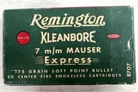 Full Box of 20 Vintage Remington 7mm Mauser Ammo!