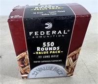 Unopened Federal 550 Round .22 Ammo, 36 GR Copper