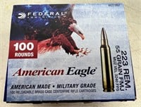 Sealed 100 Rounds American Eagle 223 Rem 55 GR FMJ