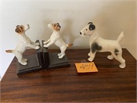 PR. OF VINTAGE CAST IRON DOG BOOK ENDS 6" HIGH