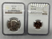 Pair NGC Graded Coins 1957 & 1969