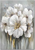 Novup White Flower Wall Art  Blooming Floral