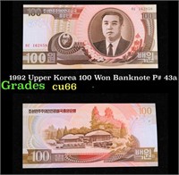 1992 Upper Korea 100 Won Banknote P# 43a Grades Ge