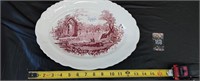 English vintage Red and white serving plate
