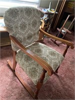 ANTIQUE APPOLSTERED ROCKING CHAIR
