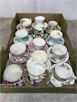 Assortment of vintage tea cups and saucers
