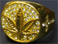 Bling marijuana religious ring size 8