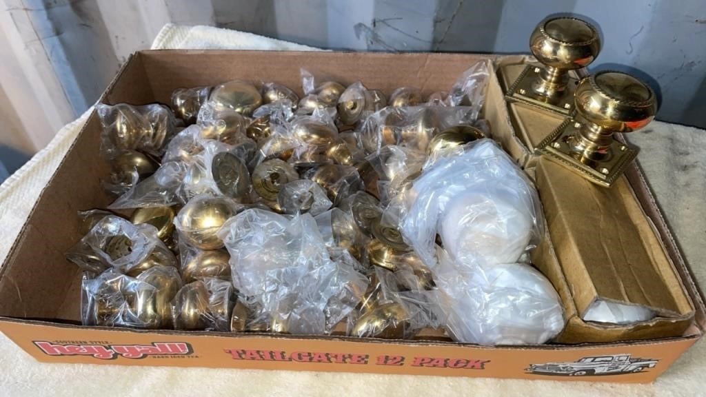 Tray of Brass Furniture Knobs.   NO SHIPPING