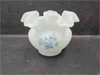 Ruffled Fenton Hand Painted 3 1/2" high Vase