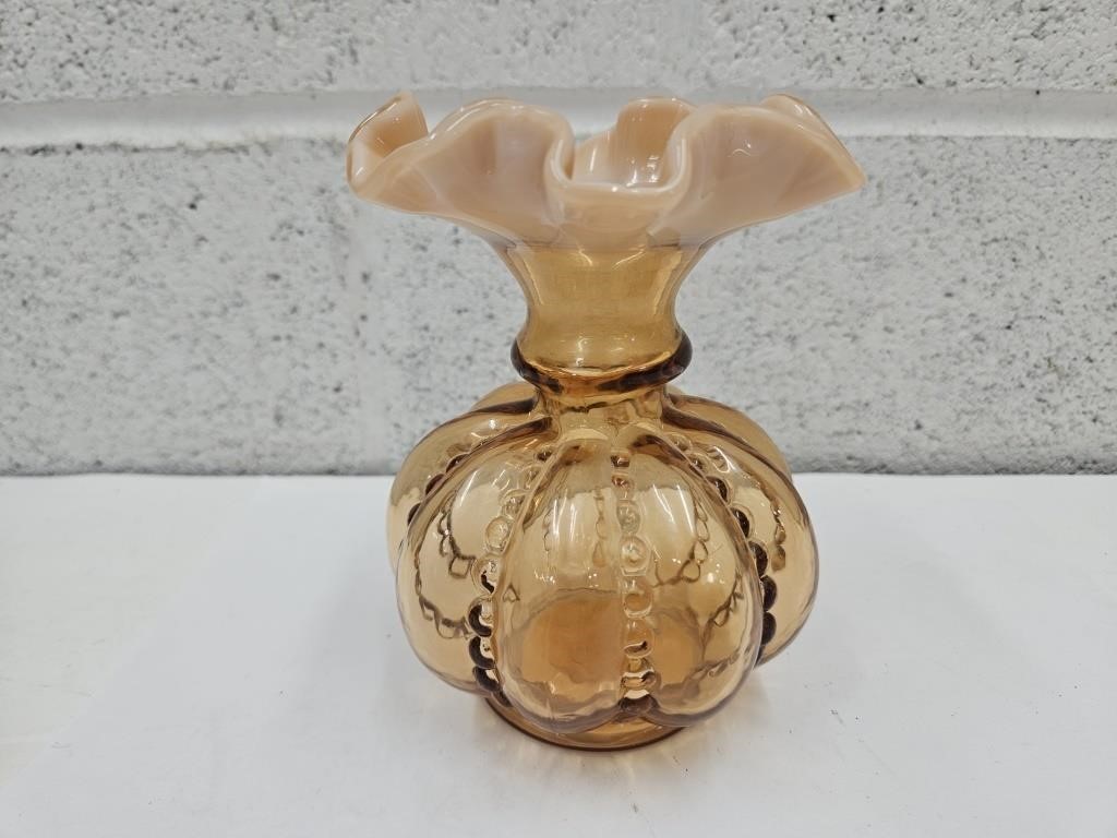 Fenton  Melon Glass Vase 5 1/2" high