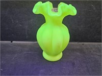 Uranium Glass 5" high Fenton Vase