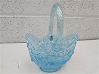 Fenton Ice Blue Glass Basket 7 1/2" high