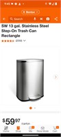 13 Gal. Stainless Steel Step-On Trashcan