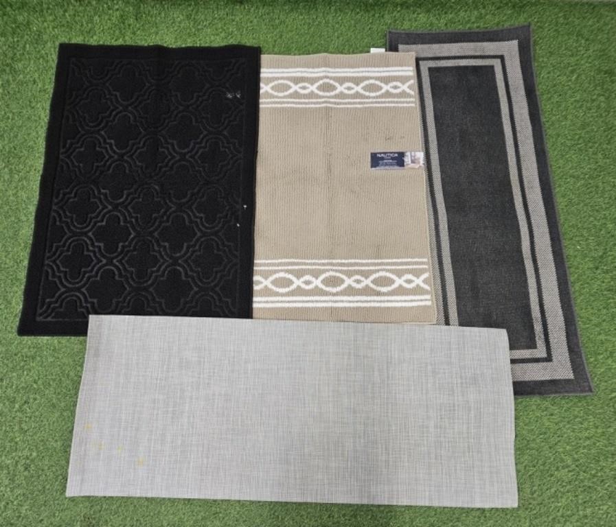 4 ASSORTED RUGS & RUNNERS - ALL HAVE ISSUES