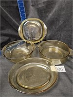 Set of Baking dishes. Yellow/brown color