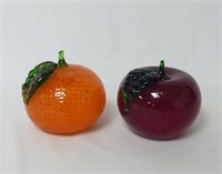 Orange & Apple Glass Paperweights