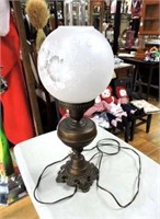 Metal Table Lamp W/ Etched Globe