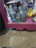 Coca Cola lot.   2 large glass pitchers, and 1