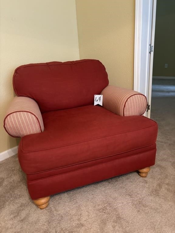 Broyhill red & plaid oversized chair