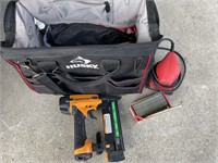 Husky tool bag w sander and nail gun