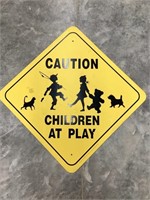 Caution Children at Play Metal Sign, 32 1/2”T, 32
