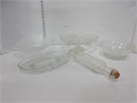 LOT: GLASS ROLLING PIN, BOWLS, MISC