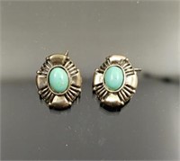 Pair of sterling silver turquoise earrings