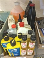 TRAY OF CAR CHEMICALS, OILS, MISC