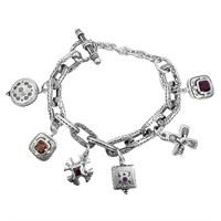 7.5" Multi-Gemstone Charm Bracelet Designer