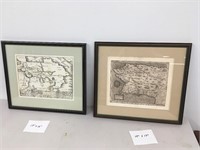 2 Small Framed Map Prints