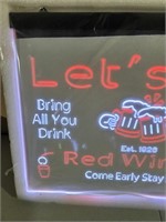 Red Wings light up sign. 12" x 16"
