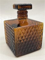 Amber Brown Diamond Pattern Square Glass Decanter