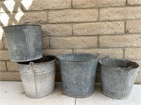 4 Galvinized Buckets