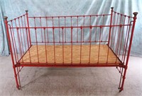 VINTAGE WROUGHT IRON BABY BED ON CASTERS