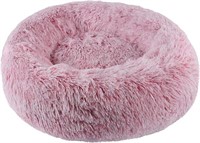 *Fuzzy Round Dog Bed, Pink*