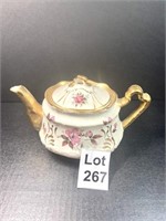 Antique Floral China Teapot by Arthur Wood