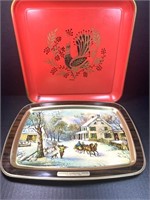 Vintage Currier & Ives and Rooster Trays