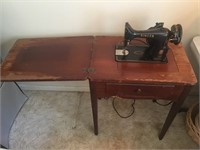 Vintage Black Singer Sewing Machine 99K w/Cabinet