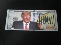 DONALD TRUMP SIGNED PLAY MONEY WITH COA