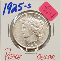 1925-S 90% Silver Peace $1 Dollar