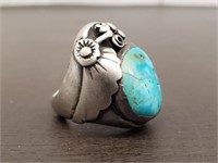 Heavy Silver & Turquoise Men's Ring